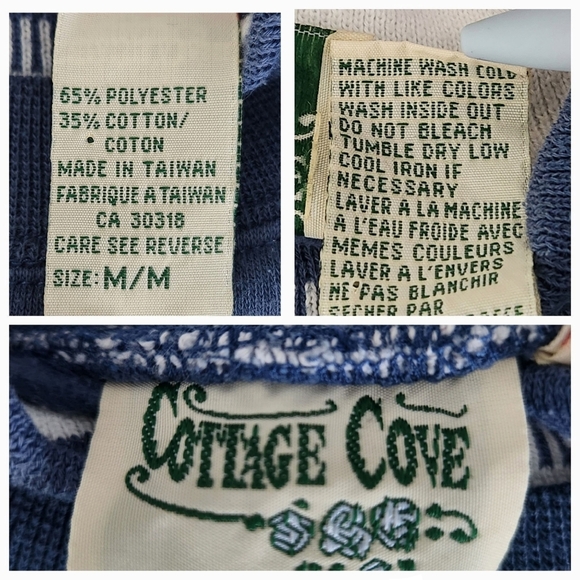 Y2K Cottagecore Cat Sweatshirt Vintage 90s Blue Embroidered Winter Pullover Sz S - Picture 10 of 10